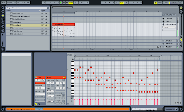 Composing a melody with Ableton Live and SodaSynth