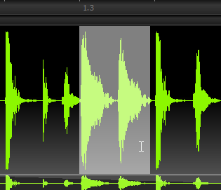 Click and drag on the waveform (in Edit Mode) to select the audio you want to edit.
